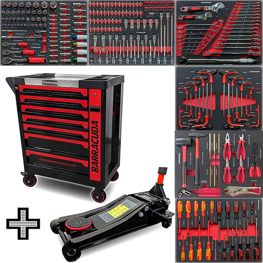 PACK : Servante d'atelier Barracuda Max XXL + Cric extra-plat 4 tonnes