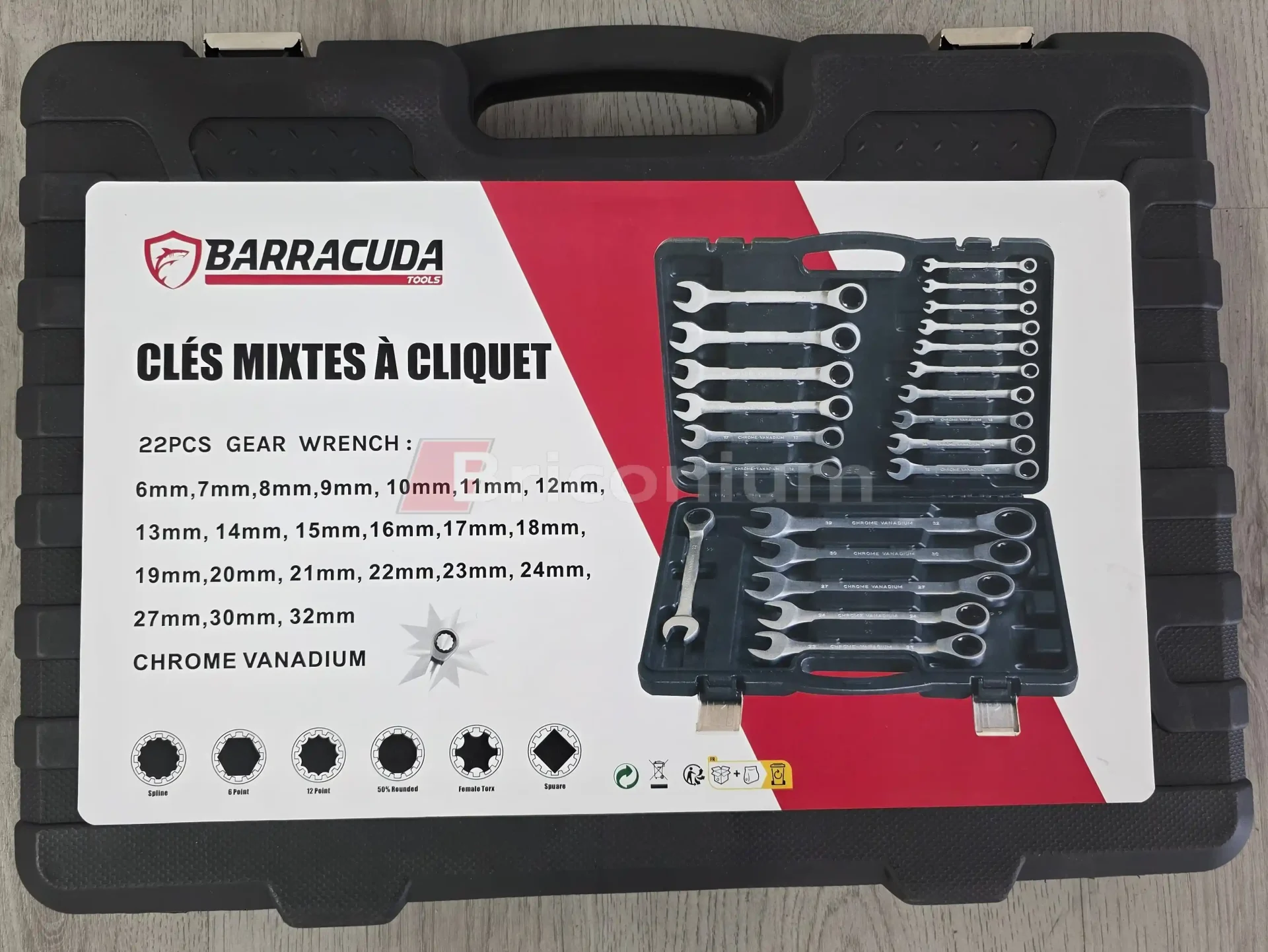 Mallette Clefs plates à cliquet Barracuda tools - 22 Pièces
